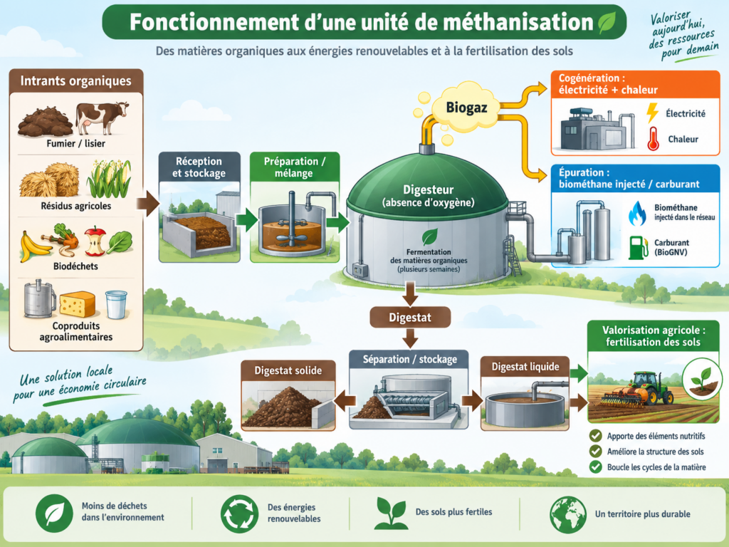 Principe de fonctionnement de la méthanisation